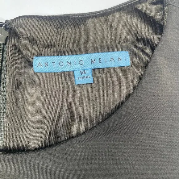 Antonio Melani Olive Green Faux Suede Panel Sheath Dress Size 14 - Picture 9 of 10